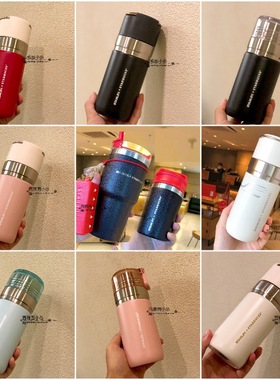 星巴克新款杯子Stanley史丹利亮黑色磨砂不锈钢吸管保温杯随行杯