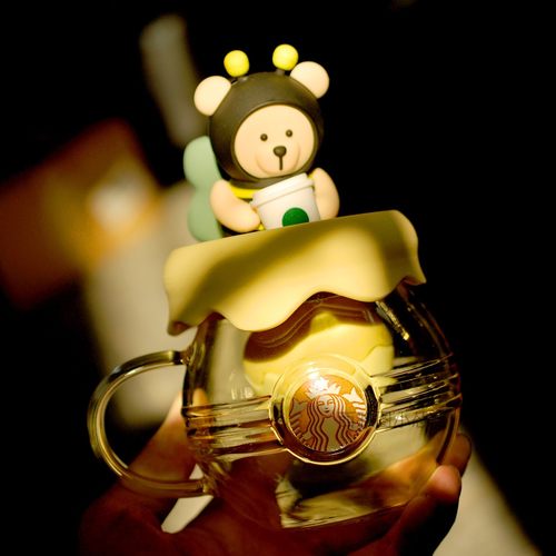 星巴克杯子爱心蜜蜂不锈钢吸管杯