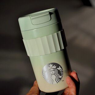 星巴克杯子白色女神渐变薄荷绿桌面简约挂绳礼物随行不锈钢保温杯