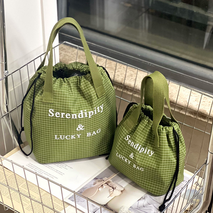 新款防水束口袋手提保温桶包通勤饭盒包便当包抽口焖烧杯袋水杯袋