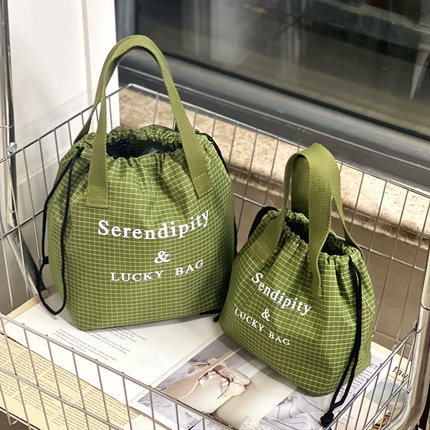 新款防水束口袋手提保温桶包通勤饭盒包便当包抽口焖烧杯袋水杯袋