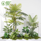 彷真绿色植物造景布置装 饰假植物组合室内橱窗楼梯下转角玄关庭院