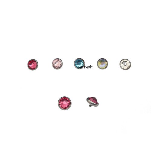 韩都 6mm钛钢外牙锆石镶嵌舌钉耳钉配件适用珠牙位1.2mmDIY