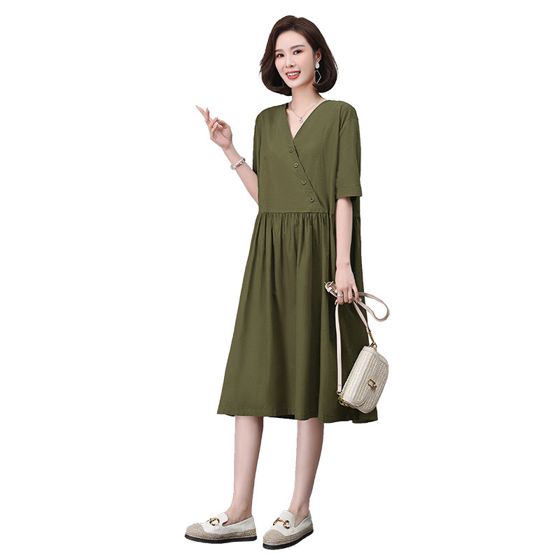 高级感中长款棉麻连衣裙女夏季新款纯棉文艺棉麻裙子夏全棉宽松,商品下架区,3200格调
