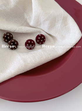 heeyo 雪落成泥/ 冬简约波点植绒银耳钉耳夹日系独特可爱圆形耳环