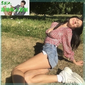 新款 复古收腰显瘦上衣 法式 雪纺衬衫 爱心印花V领长袖 女2019夏季