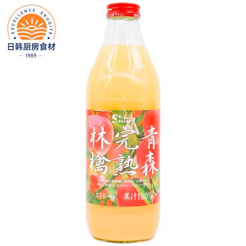整箱 日本进口shiny青森县产完熟苹果汁0脂大瓶家庭装1L*6玻璃瓶