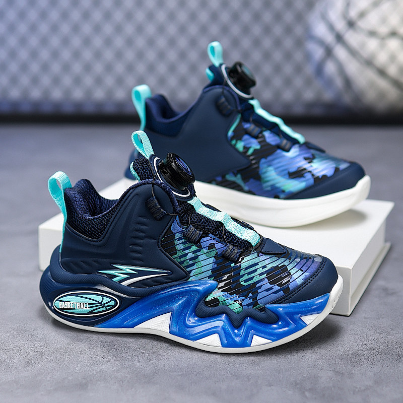 儿童实战篮球鞋男童皮面防水运动鞋秋款小学生轻便跑步鞋男孩软底