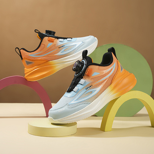 儿童鞋男童软底运动鞋春秋新款小学生旋转纽扣童鞋减震透气跑步鞋