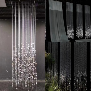 新品 亚克力水晶珠帘银色亮片挂件婚庆酒店宴会厅园片吊顶珠链布置