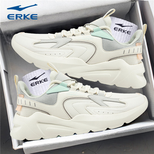 运动鞋 鸿星尔克女鞋 秋冬女士休闲跑步鞋 2025新款 子 加绒皮面老爹鞋