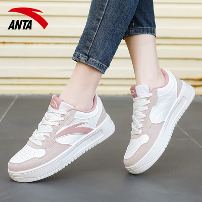 安踏女鞋学生厚底增高小白鞋