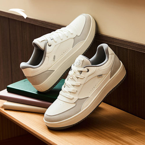 安踏男鞋板鞋2025冬季新款男款休闲小白鞋子厚底皮面平板运动鞋男