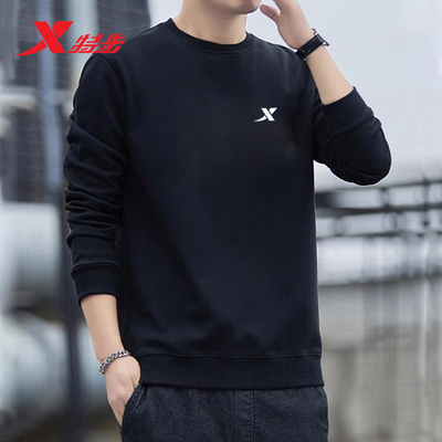 特步圆领长袖运动卫衣男