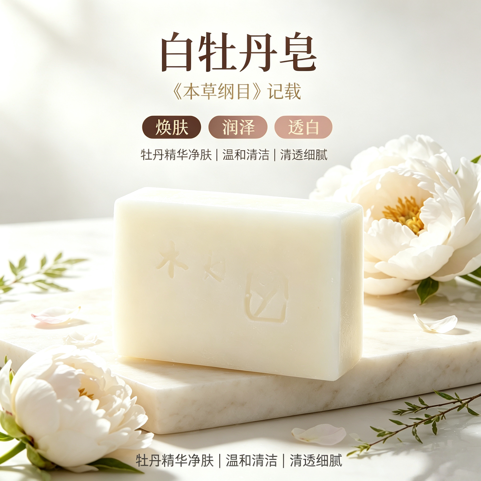 白牡丹凝脂皂舒缓干敏改善暗沉
