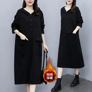 盐系炸街适合胖人裙子显瘦洋气秋冬时尚大码女装胖m遮肚t恤连衣裙