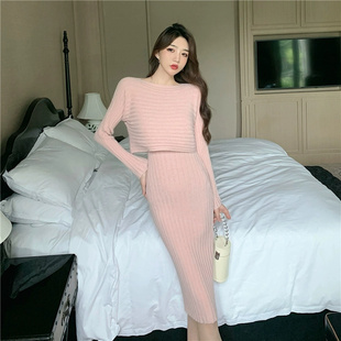 欧洲站秋冬装小众气质毛衣套装女温柔内搭打底连衣裙小香风两件套