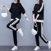 上衣胖妹妹休闲运动减龄两件套装 显瘦时尚 2025春秋新款 裤 大码 女装