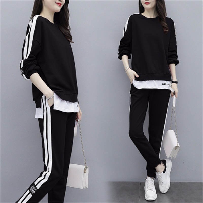 洋气时尚运动服套装女春秋季2025新款宽松大码休闲减龄卫衣两件套