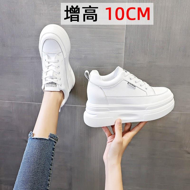 百搭小白鞋女加绒2025年新款春季松糕厚底运动单鞋内增高10cm女鞋