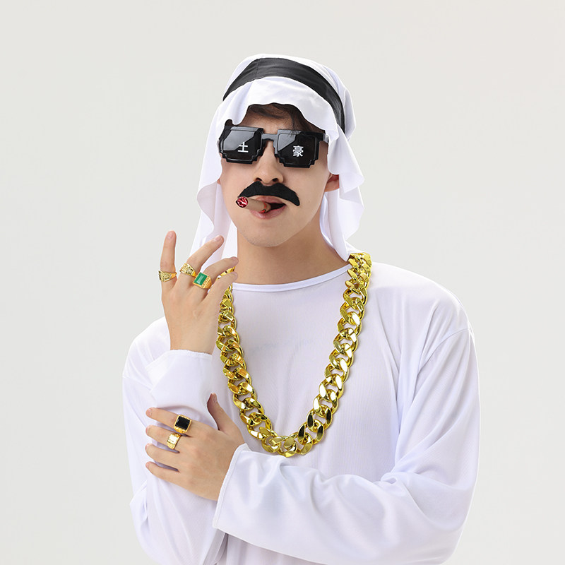 万圣节聚会土豪装扮仿真超粗夸张大金项链子搞笑网红直播道具套装,模玩/动漫/周边/娃圈三坑/桌游,聚会装饰套装,淘宝优惠券,粉丝福利购,淘宝优惠卷