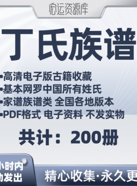 丁氏族谱电子版氏族谱家谱老族谱大合集姓氏修谱研究收藏pdf格式