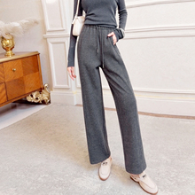 【新品9折】抽绳杏色高腰宽松九分直筒裤女时尚加绒小个子休闲裤