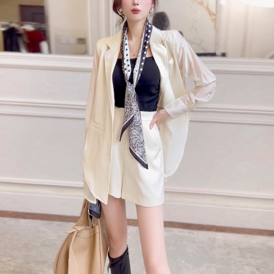 飞姐定制早秋干练一整套丝巾轻奢感通勤OL薄款防晒西装套装女