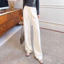 【新品9折】抽绳高腰宽松直筒裤女冬季简约时尚小个子休闲裤