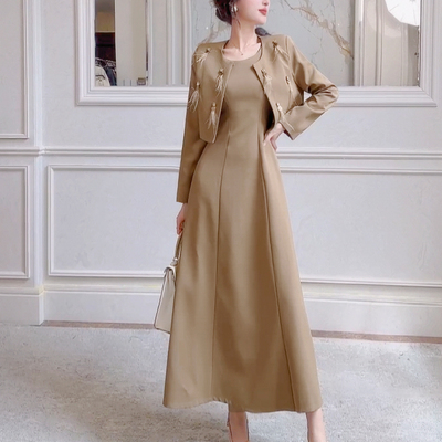 飞姐定制时尚名媛套装女显瘦重工西装小外套连衣裙两件套