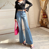 2026春装 水洗喇叭牛仔裤 新款 微辣裤 女 飞姐定制韩版 休闲裤 高腰修身