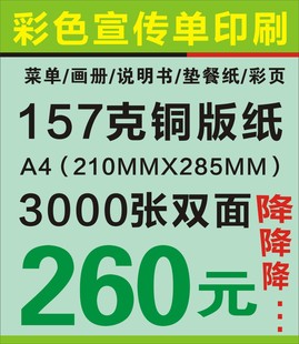 纸彩页定做2000张A4双面 彩色宣传单企业画册说明书折页制作铜版