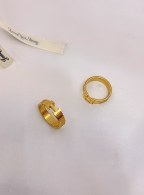 日韩网红钛钢玫瑰金食指戒指女时尚个性情侣对戒ins潮冷淡风指环