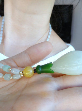 天然玉石证书毛衣链送妈妈