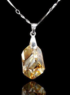 奥地利水晶立体菱形925银锁骨链