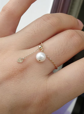 小温柔天然珍珠戒指女个性小众