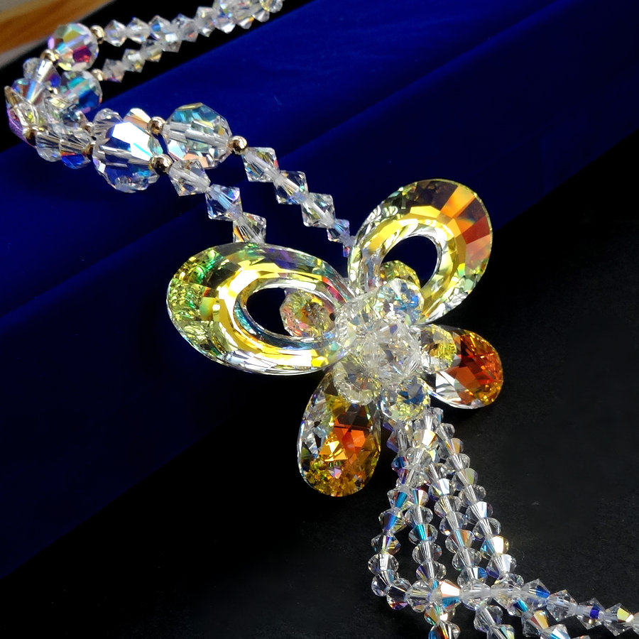 长链新款奥地利水晶项链流苏长款毛衣链蝴蝶飞情人节礼物送女友