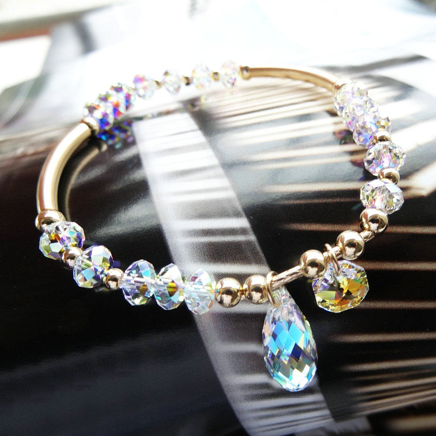 超闪水滴手链奥地利水晶手镯手串简约韩版时尚送女友情人节礼物