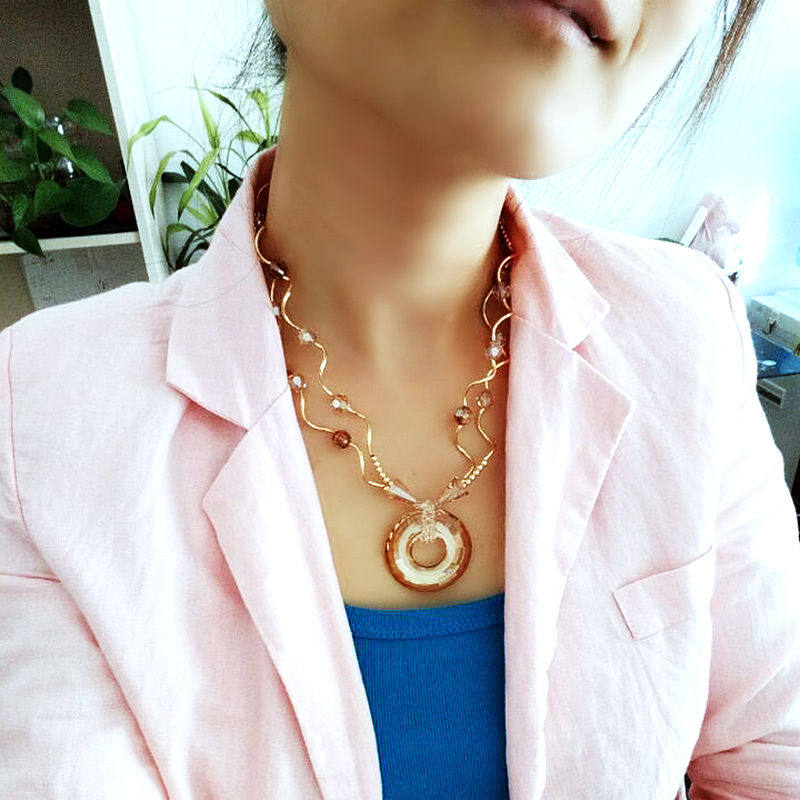 水晶平安扣新娘结婚礼服锁骨链
