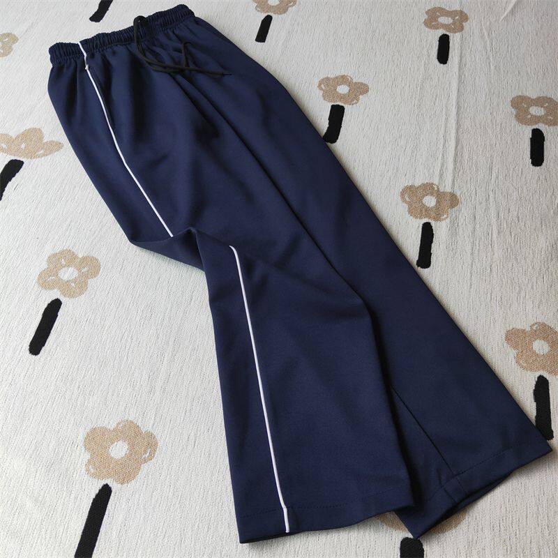 藏蓝黑色白条杠校服裤子男女学生通用直筒薄款小学初中高中校服裤