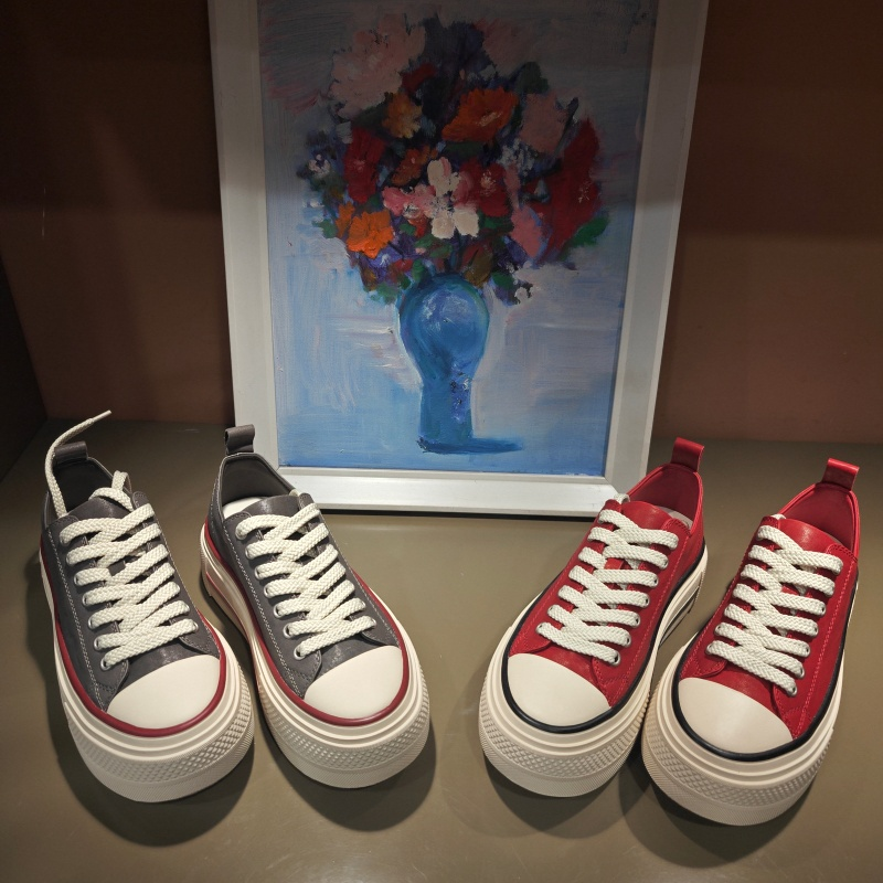 卡斯丹2025秋欧货新款牛皮厚底增高板鞋女系带深口休闲鞋百搭单鞋