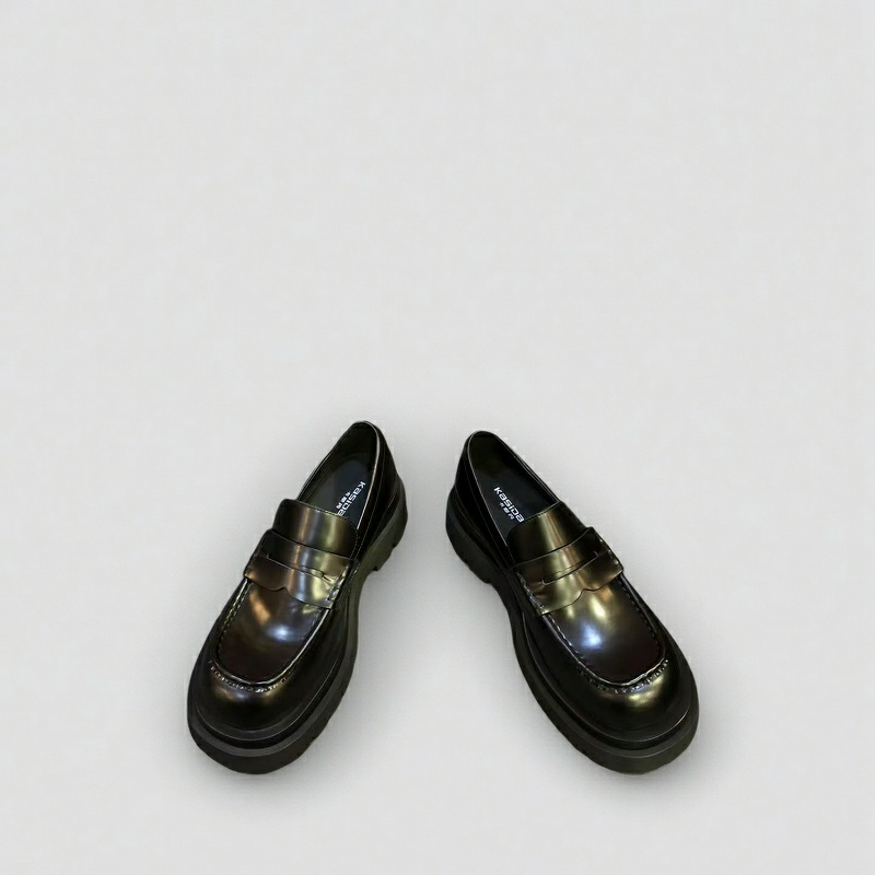 欧洲站2025欧货新品牛皮厚底乐福鞋复古方头深口单鞋女英伦风女鞋