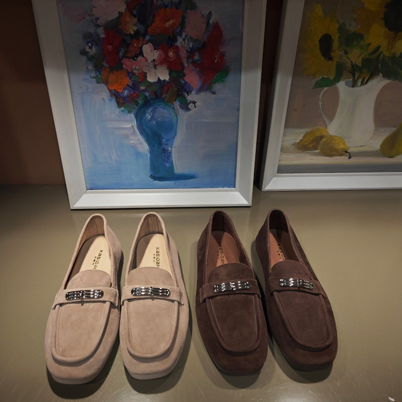 卡斯丹2026新款欧货羊猄皮浅口乐福鞋女一脚蹬搭扣豆豆鞋平底单鞋,女鞋,乐福鞋（豆豆鞋）,淘宝优惠券,粉丝福利购,淘宝优惠卷