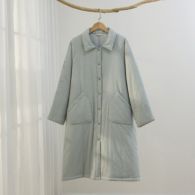 全棉里外加厚夹棉保暖睡袍