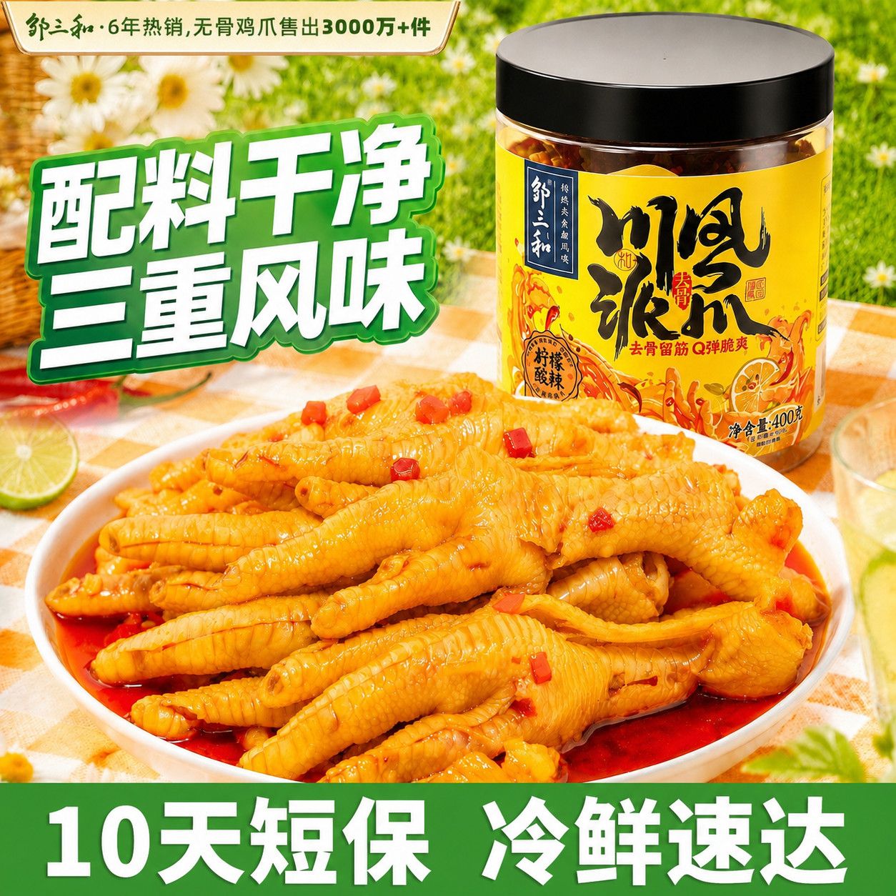 邹三和无骨鸡爪柠檬酸辣罐装即食