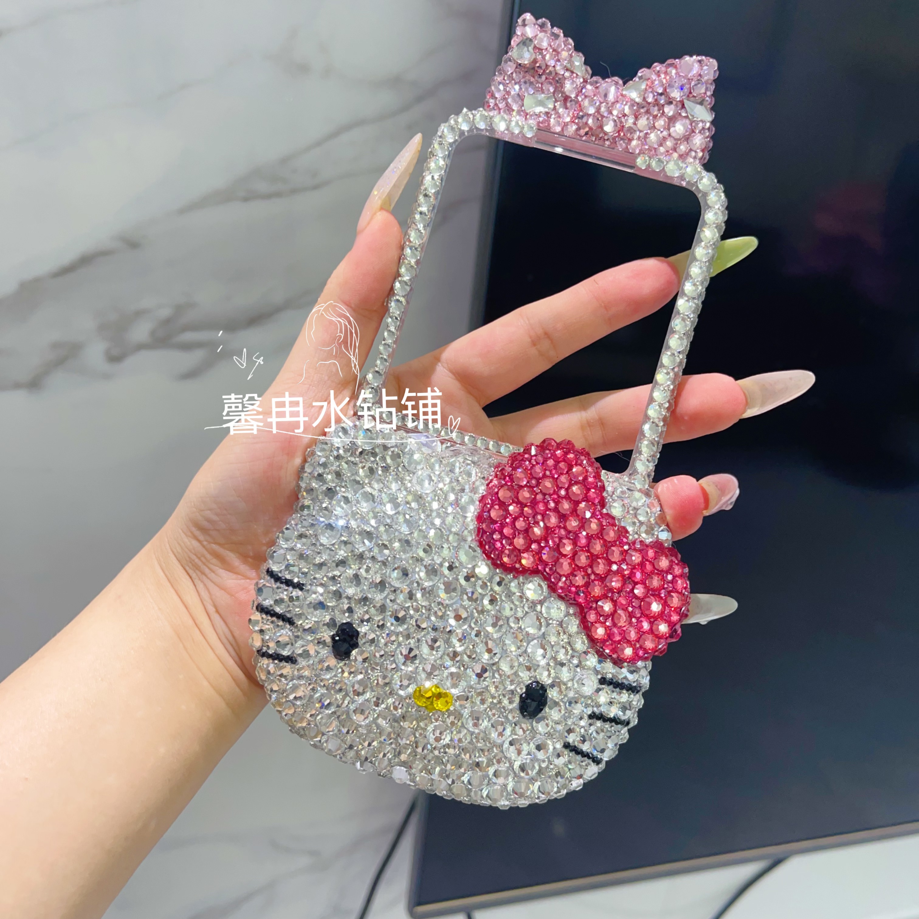 三星zflip7水钻手机壳kt猫zflip6华为pocket2满钻立体耳朵iphone