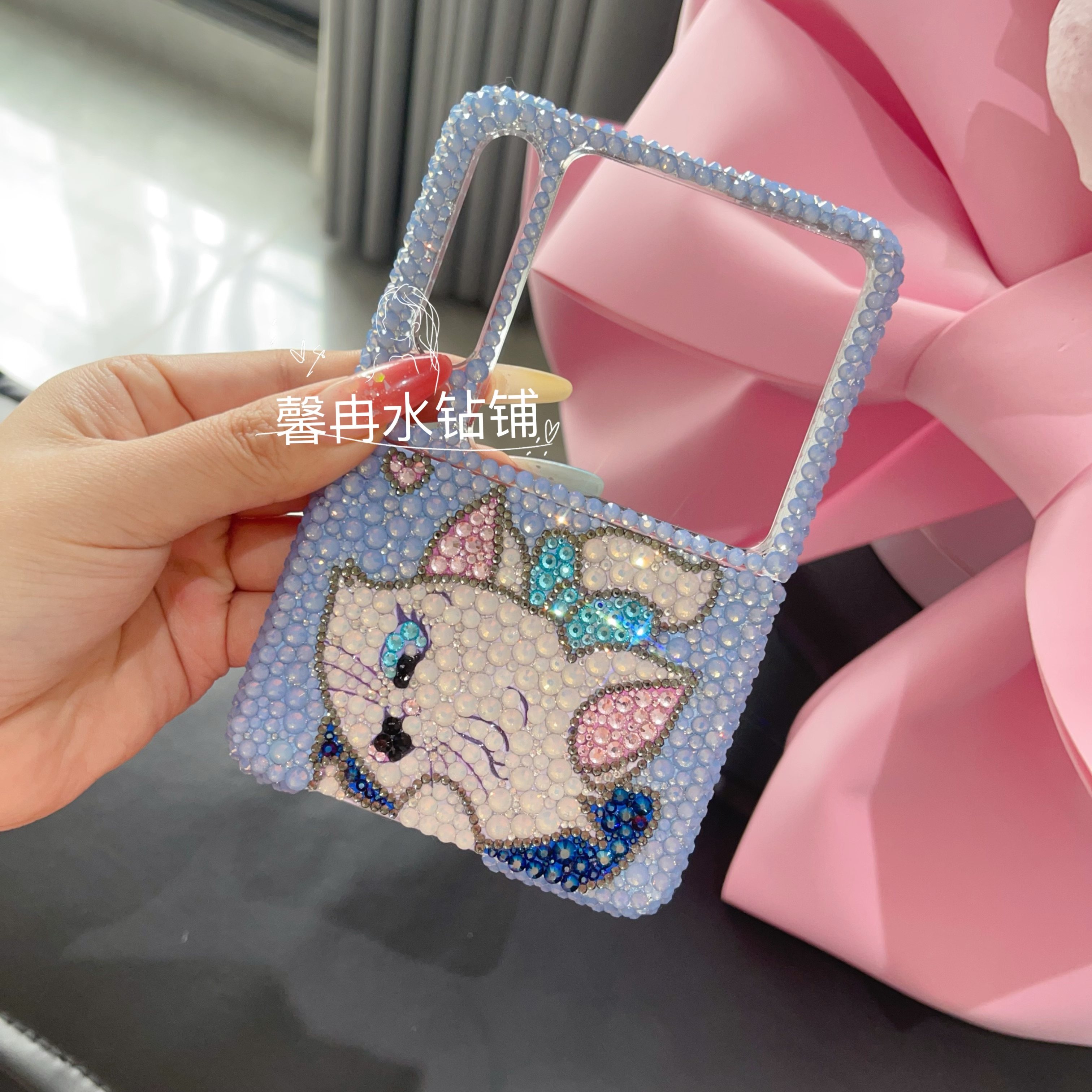 新款华为purax手机壳玛丽猫保护套水钻pruaX新款折叠套pocket2