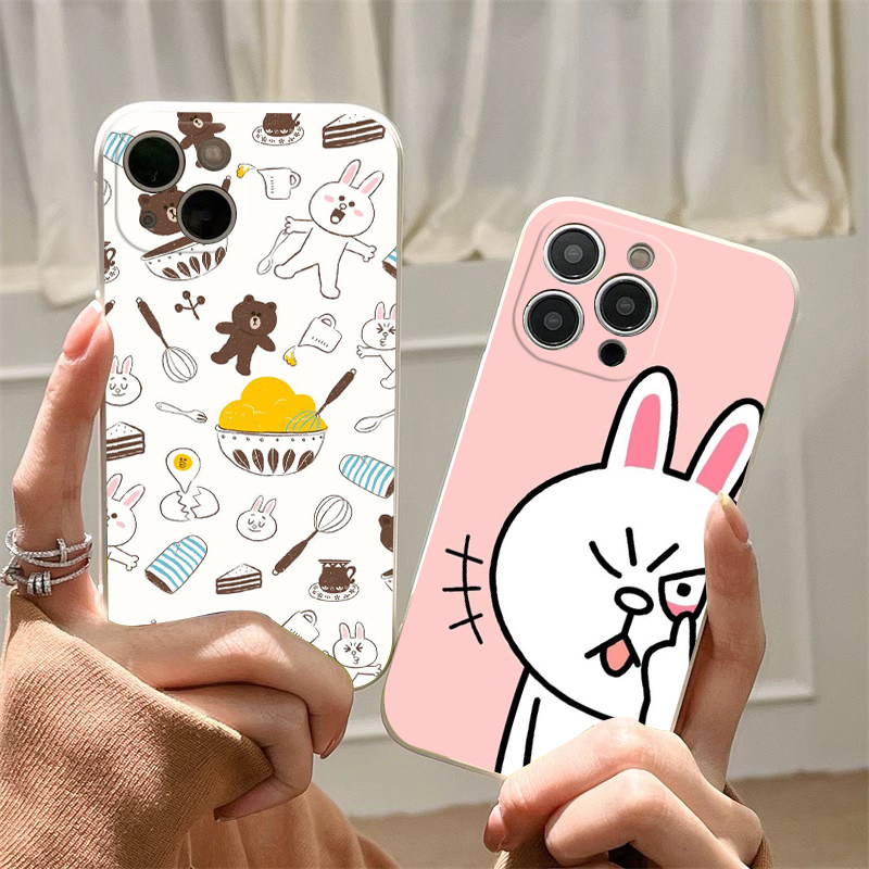 适用苹果7/8plus硅胶软套iPhone17布朗熊和可妮兔手机壳16 15 14 13 12 11ProMax全包边X