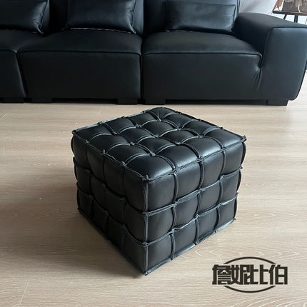 魔方凳全真皮头层牛皮大黑牛同款皮墩子轻奢家用客厅脚踏凳换鞋凳