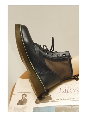 ANNandSAM夏日也离不开的靴子拼接网纱马丁靴切尔西风2024春夏女